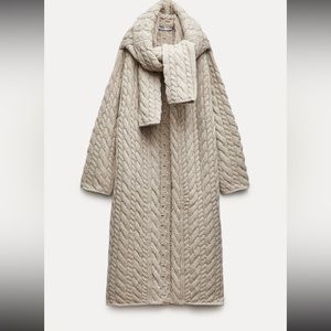ZARA CABLE KNIT WOOL CARDIGAN/COAT